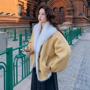 피로달 여성용 가죽 자켓 메일라드 뽀글이 라이크 퍼 일체형 코트 HO1