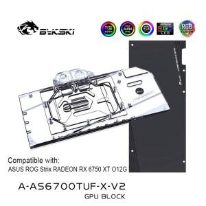 커스텀수냉 ROG RX 6750 XT O12G용 BYKSKI GPU 수냉 워터쿨러가 AAS6700TUFXV2 백플레이트 커버 포함된