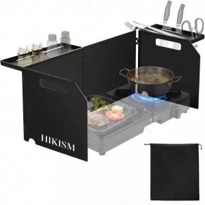 HIKISM 59cm/23인치 확대된 버너 캠핑 스토브용 윈드스크린 텐트 블랙 윈드블로커 배낭형 채퍼 윈드가드