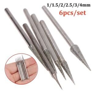 드레멜 액세서리 전기 도금 다이아몬드 그라인딩 헤드 광택 바늘 옥 돌 조각 도구 2.35mm 생크 6 개