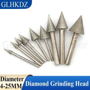 1PCS 4-25mm 우산 모양의 다이아몬드 그라인딩 헤드 콘 비트 바늘 연마 조각버옥석재 도구