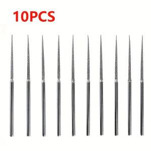 10피스 3mm 생크 다이아몬드 그라인딩 헤드 Burrs 펀치 바늘 드릴링 비트 로타리 도구 용 미니 소형 소형