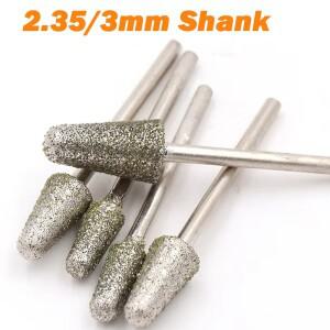 2.353mm 생크 0.811.523456810mm 다이아몬드 그라인딩 헤드 총알 코팅 마운트 비트 버 스톤 Dremel 로타리