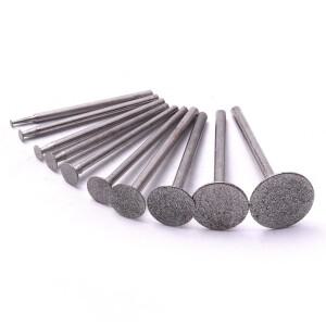 10pcs 다이아몬드 그라인딩 헤드 Burrs 비트 세트 2.353mm 생크 조각 도구 보석 쥬얼리에 대한 Dremel 액세