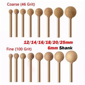 1Pcs 121416182025mm 볼 브레이징 다이아몬드 버 그라인딩 폴란드어 비트 Dremel 조각 6mm 생크
