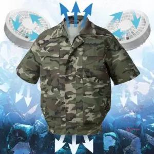 선풍기 조용한 가정용 거실 쿨링팬 작업복 듀얼 밀리터리 자켓 반팔 잠바jkl364