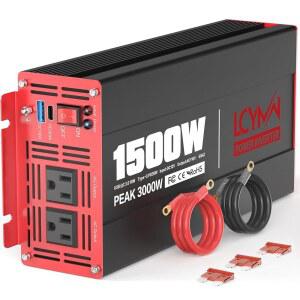 차량용 가정용 RV 차량 트럭 오프 태양광 고속 갖춘 QC 파워 AC 120V 콘센트 USB 충전 110 1500와트 자동차 12V 컨버터용 그리드 18W 어댑터를 인버터 듀얼 30W 시스템