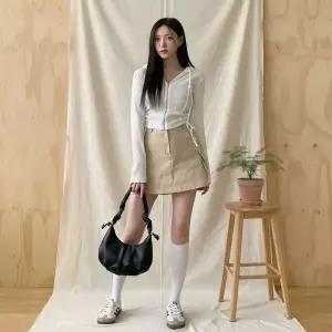 [하프클럽/]여성 골지 절개 스트랩 후드집업 후디 후드티