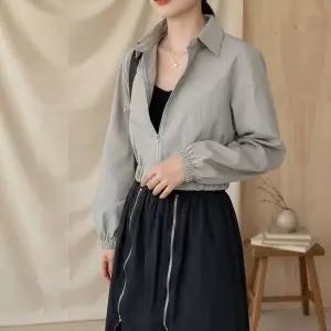 [하프클럽/]여성 투웨이 크롭 집업 카라넥 바스락