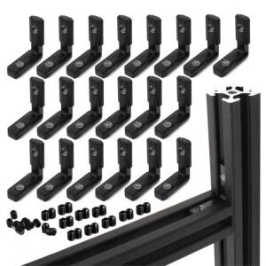 20Pcs 검정색  시리즈 L  내부 코너 커넥터 알루미늄 압출 슬롯 용 나사가 부착 브래킷