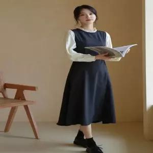 [옷은날개] 클래식 출근룩 세미정장 레이스넥라인 썸머원피스