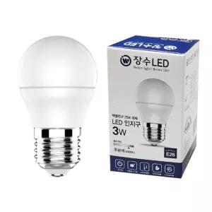 장수 LED 인지구 E26 주광색 형광등 볼전구 볼램프