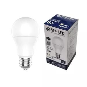 장수 LED 벌브 전구 8W E26 주광색 형광등 다마