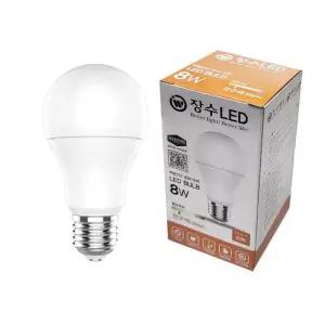 장수 LED 벌브 전구 8W E26 전구색 백열등 다마