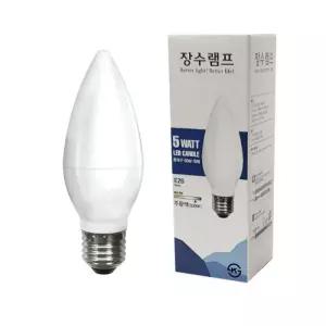 장수 LED 불투명 촛대전구 E26 주광색 형광등