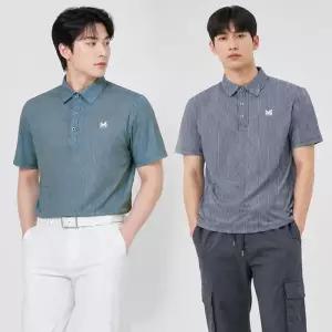 [디바옴므]여름 스트라이프 냉감 아이스 카라넥 스판 티셔츠 골프 쿨론 쿨링 남자 남