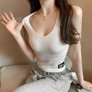 골지 크롭탑나시 슬림핏 민소매 캡내장 런닝 브라탑 JMn2+5lTy