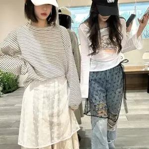 [하프클럽/]비치웨어 랩 스커트 수영복 시스루 레이어드 스타일
