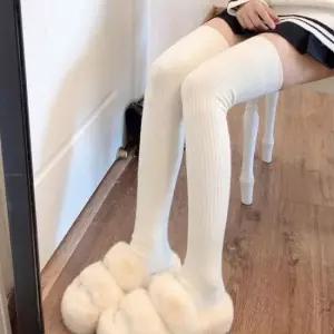 골지니삭스 도톰한 스트라이프 골지 오버니삭스 롱양말