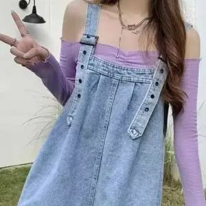 [하프클럽/]여성용 와이드 멜빵 청바지 반바지 여름 팬츠 데님 바지