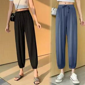 (스타일하우스)쿨팬츠 아이스바지 시원한 플리츠 쿨조거바지 9부 아이스