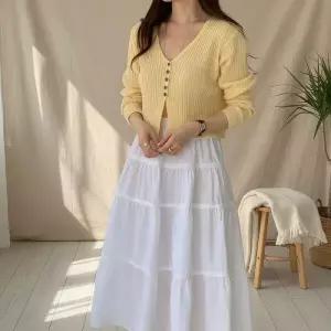 [옷자락]여성 린넨 니트 버튼 브이넥 골지 볼레로 여름 가디건