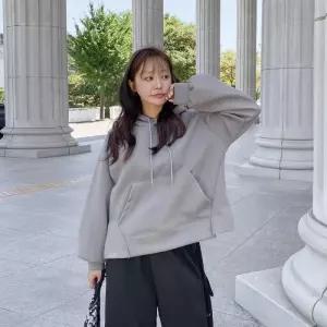 [옷자락]여성 후드티 캥거루 주머니 절개 디자인 트임 후디