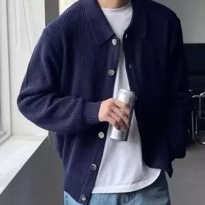 남성가디건 남성 3컬러 간절기 데이트룩 하찌 카라 단추 가디건