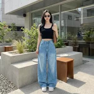 LnD 하이웨스트 워싱 와이드 데님팬츠 루즈핏 빈티지 스트릿 Y2K