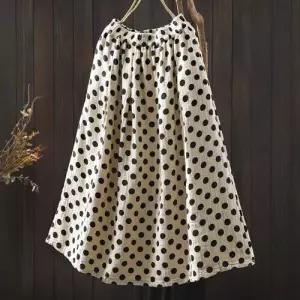 여자 스커트 롱 가을 빈티지 데일리 우산 도트 A라인 밴드 중기장 스포M3