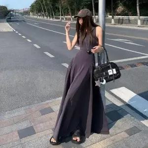 여자 원피스 봄 러블리 오렌지 프렌치 아웃핏 슬림핏 A라인 롱스커트 SPO마켓1