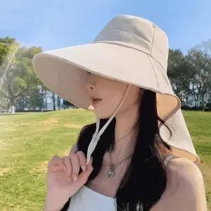 물놀이 넥커버 버킷햇 여성 와이드챙 아쿠아 수영장 해변 자외선차단 모자