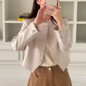 [텐바이텐]여자 봄아우터 하객룩 진주버튼 라운드 자켓