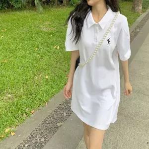 LND 엘로쥬 PK 미니 원피스 여성 봄 여름 빅사이즈 치마 카라 반팔티