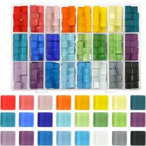 공예용 00 PCS 모자이크 타일 24가지 색상 유리 벌크 보관함이 있는 0mm 스테인드글라스 DIY 아트 용품용