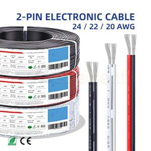 2M 5M 10M 20M 24AWG 22AWG 20AWG 싱글 컬러 LED 스트립용 저전압 연장선 케이블 와이어 코드 검정과 빨강 흰색 조명 스피커 도어벨 전기 시스템 연결선