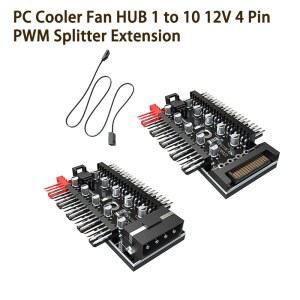 컴퓨터전원버튼 메인보드 10핀 4핀 PWM 쿨러 허브 소켓 속도 분배기 12V PC 어댑터