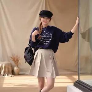 [하프클럽/]여성용 모던 플리츠 미니 스커트 벨트 세트 치마 셋업