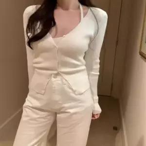 [하프클럽/]여자 봄신상 간절기 홀터넥 골지 니트 세트 셋업