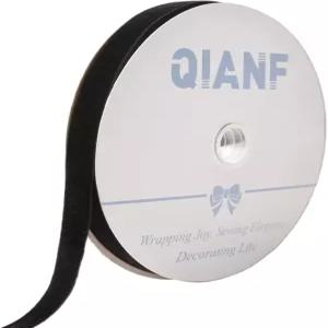 QIANF 빈티지 블랙 벨벳 리본 3/8인치 X 25Yd