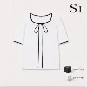 [SI]배색 리본 포인트 니트 티셔츠(SM-UCD2916)_epc