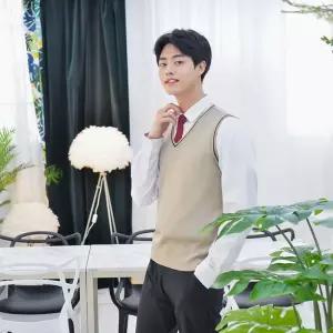 교복몰 보풀방지 베이지블랙라인 교복조끼(남자) 교복 lAF9+8roZ