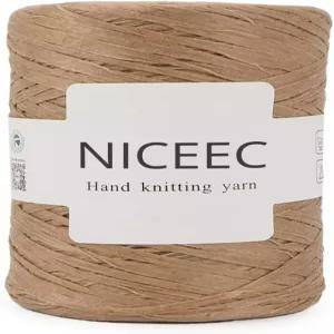 NICEEC 크래프트 페이퍼 원사 코바늘 뜨개질 및 뜨개질용 부드러운 라피아 리본 폴리에스터 DIY 474야드 53