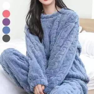 수면잠옷 여성 겨울 극세사 꽈배기 수면바지 시보리 잠옷바지