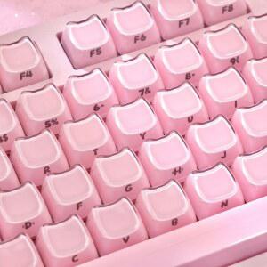 크리스탈키캡 키캡 귀여운 예쁜 감성 고양이 머리 젤리 높이 MAO 측면 투명 크리스탈 투톤 파우더 각인 PC