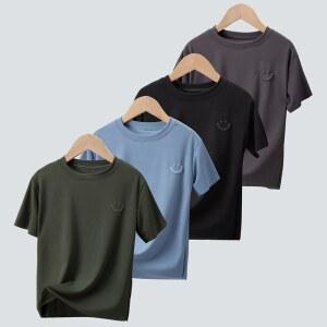 호환 1/4 Pcs 여름 남성 아이스 실크 쿨 반팔 티셔츠 솔리드 컬러 캐주얼 다목적 부드럽고 편안한 플러스 사이즈 탑 야외
