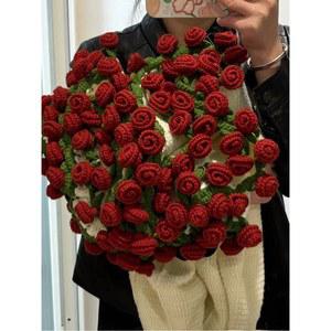 꽃다발 담요 DIY 뜨개질 다발 가정용 중형 카키 코바늘블랭킷패키지 40cm 노랑카키흰