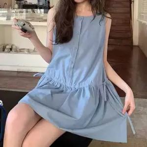 [옷은날개] 여름 데일리 밴딩 민소매 원피스 캐주얼 버튼 미니