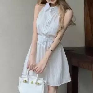 [옷은날개] 여름 데일리룩 벨트 셔츠 원피스 홀터넥 미니 드레스
