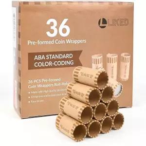 L LIKE 36 PCS 프리폼 코인 포장지 롤-하프 온리 브라운 - 달러